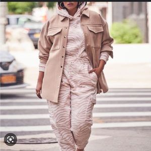 ELOQUII oversized cropped zebra sweatshirt AND sweatpants cargo jogger